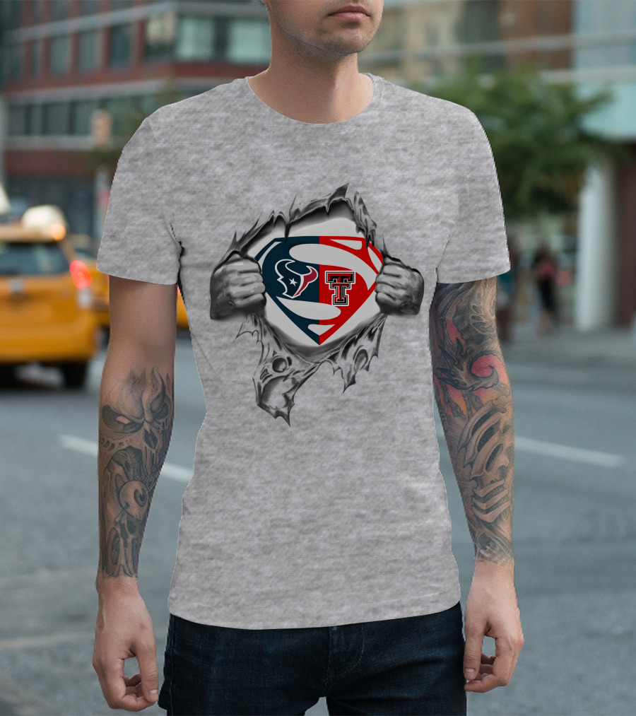 Texans Texas Tech Red Raiders Superman Logo Fusion T-Shirt