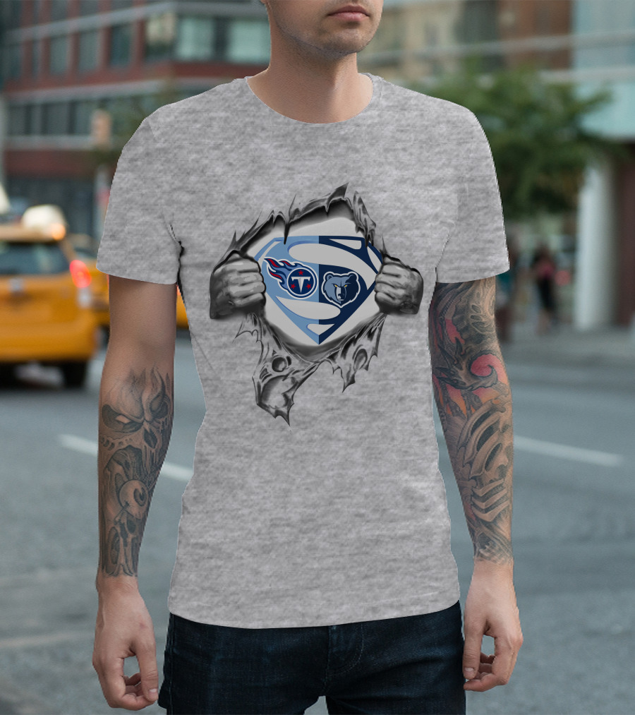 Titans Memphis Grizzlies Superman Logo Mashup T-Shirt