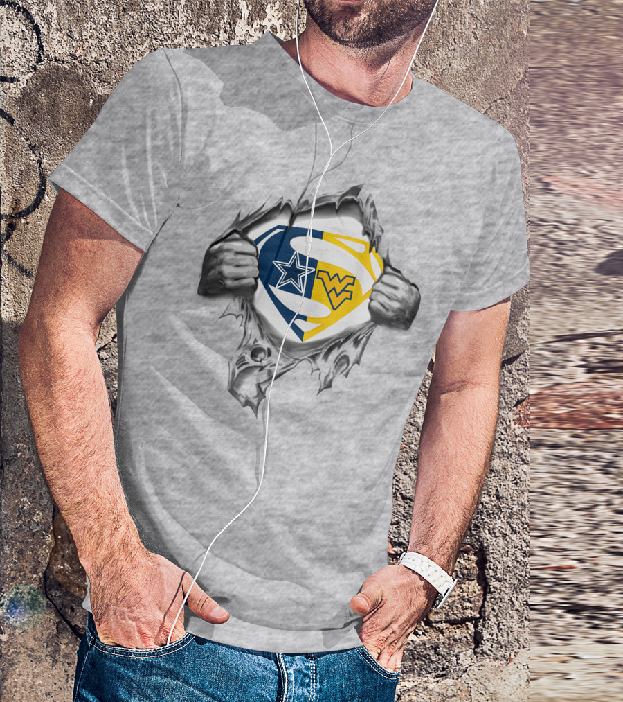 Cowboys West Virginia Mountaineers Superman Logo Fusion T-Shirt