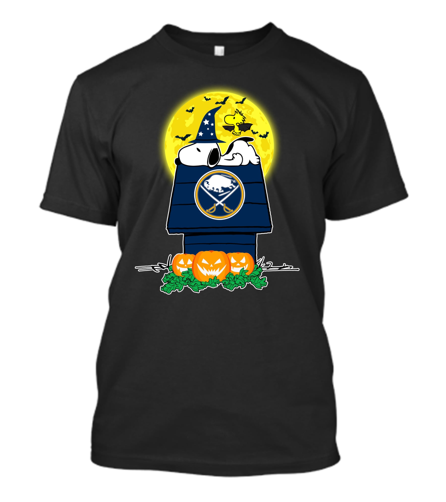 Buffalo Sabres Snoopy Halloween Moon Pumpkins Woodstock T-Shirt