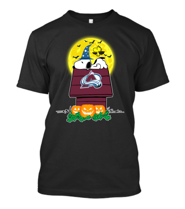 Colorado Avalanche Snoopy Halloween House Moon Pumpkins T-Shirt