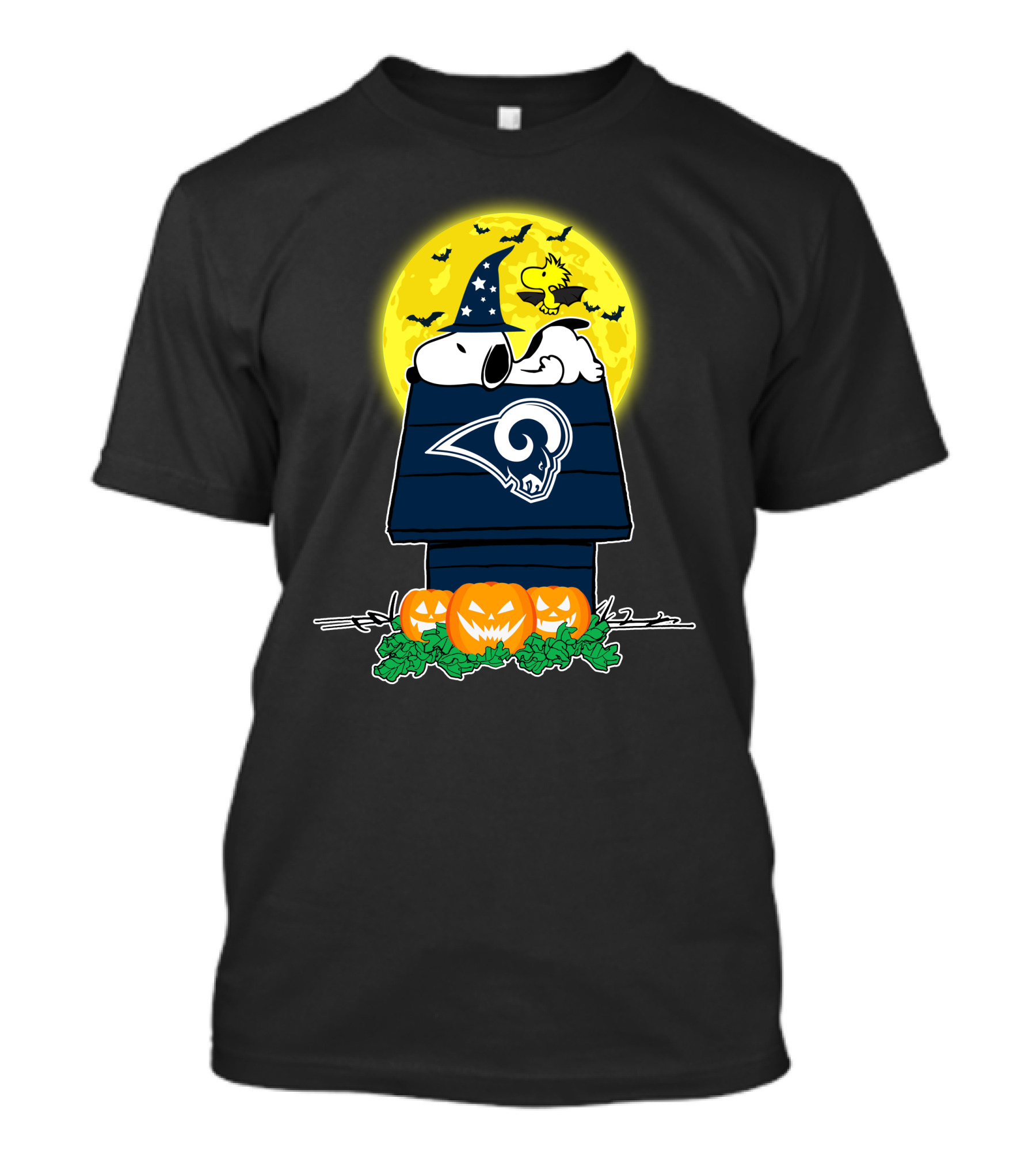 Los Angeles Rams Snoopy Halloween Peanuts Jack-O'-Lanterns Full Moon T-Shirt
