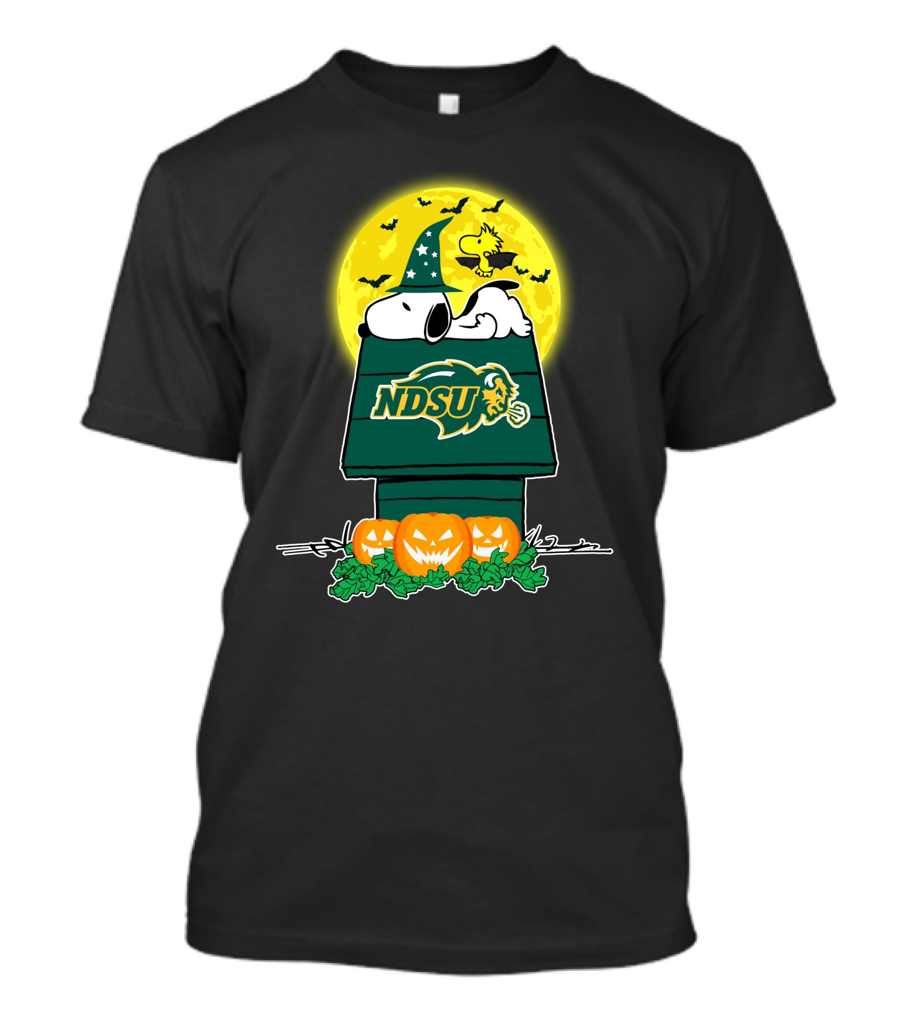 North Dakota State Bison Snoopy Halloween Moon Pumpkins T-Shirt
