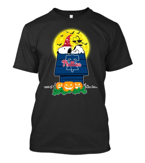 Philadelphia Phillies Snoopy Woodstock Halloween Moon Pumpkins T-Shirt
