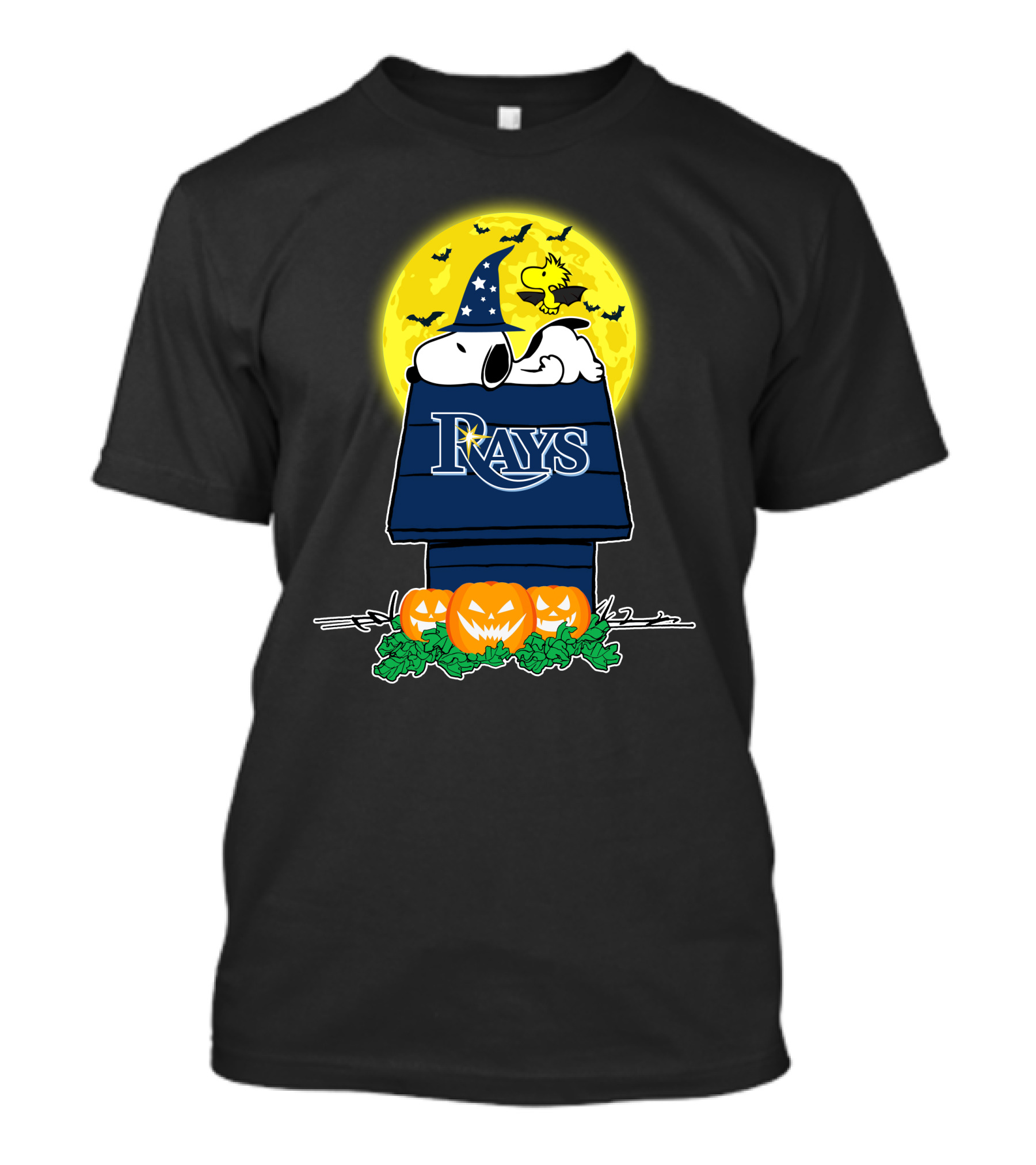 Tampa Bay Rays Snoopy Halloween Moon Pumpkins Woodstocks T-Shirt
