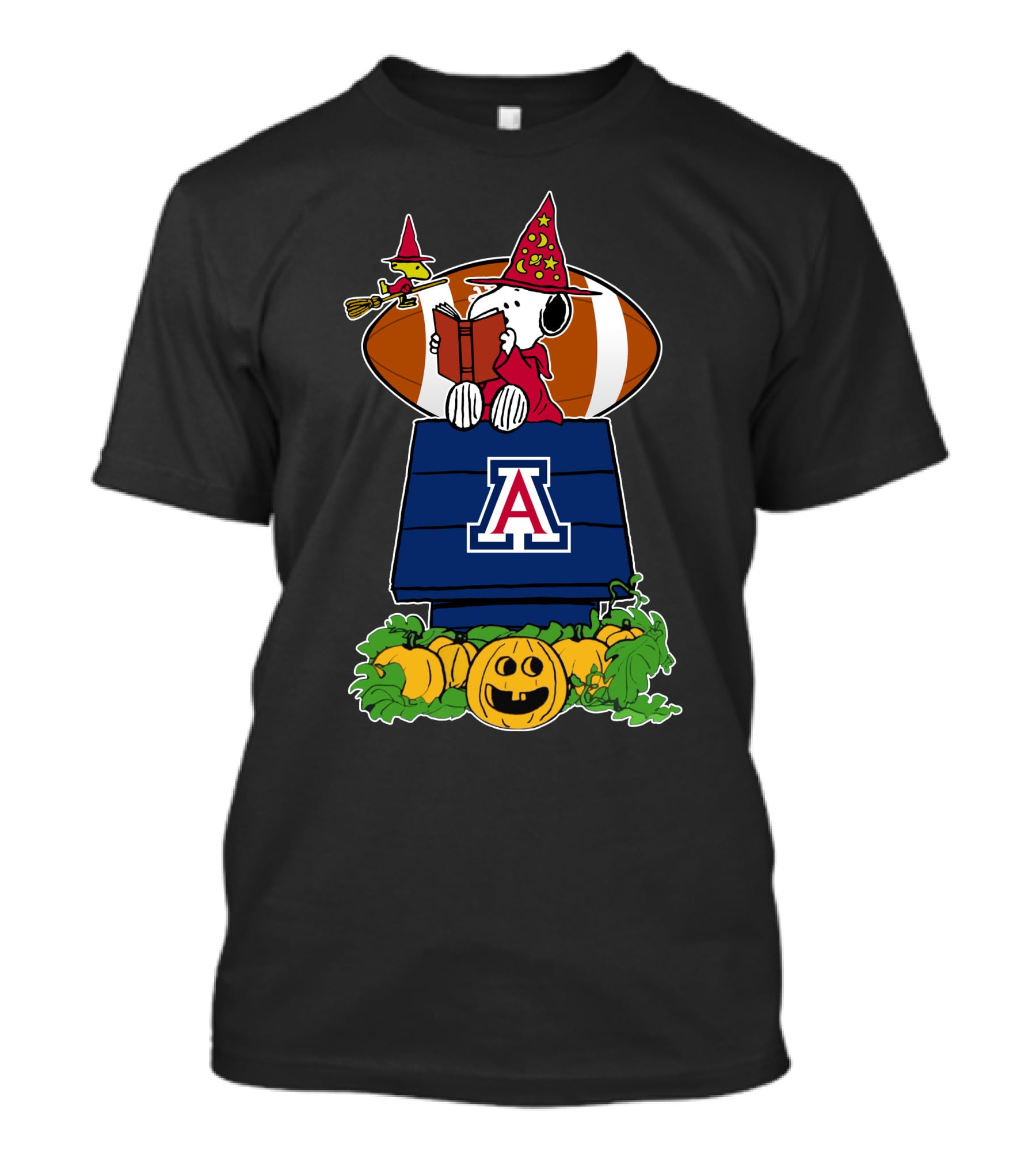 Arizona Wildcats Snoopy Halloween Football Pumpkin Scene T-Shirt