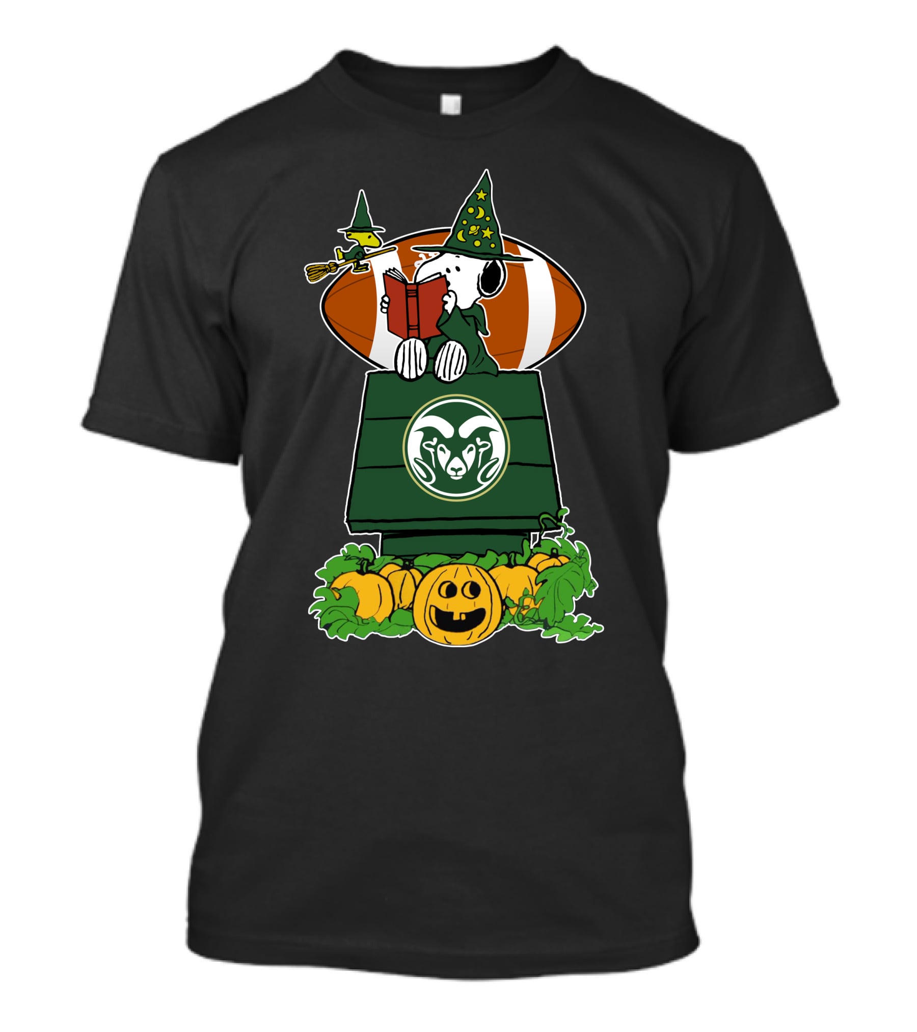Colorado State Rams Snoopy Halloween Witch Hat Football Pumpkins T-Shirt