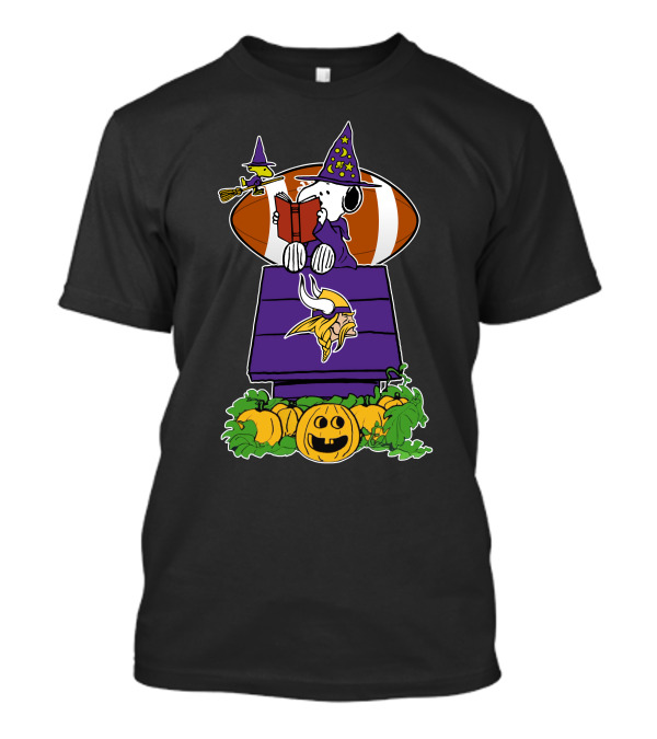 Minnesota Vikings Snoopy Halloween Witch Peanut Characters Pumpkin T-Shirt