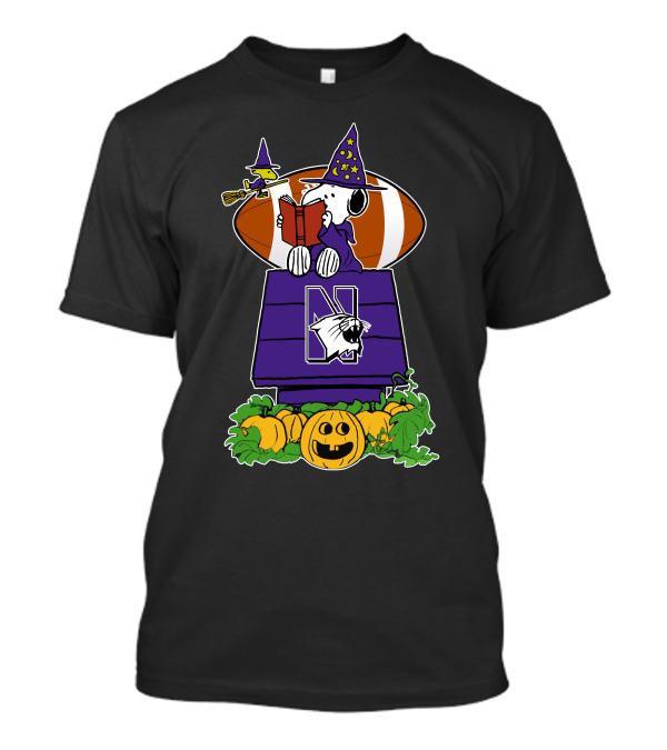 Northwestern Wildcats Halloween Snoopy Witch Football Pumpkin T-Shirt