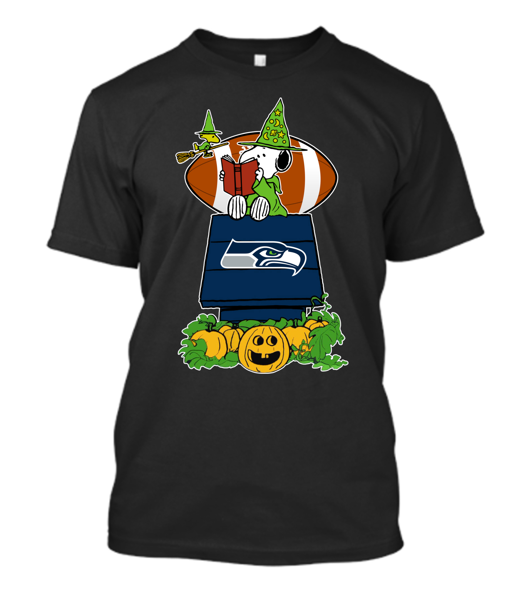 Seattle Seahawks Snoopy Halloween Pumpkin Football Magic T-Shirt