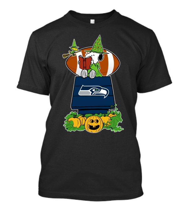 Seattle Seahawks Snoopy Halloween Pumpkin Football Magic T-Shirt