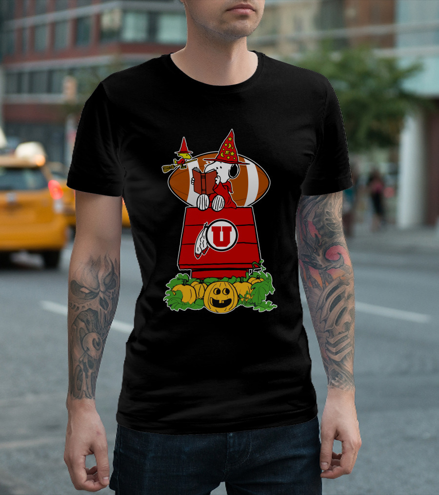 Snoopy Utah Utes Halloween Football Pumpkins T-Shirt