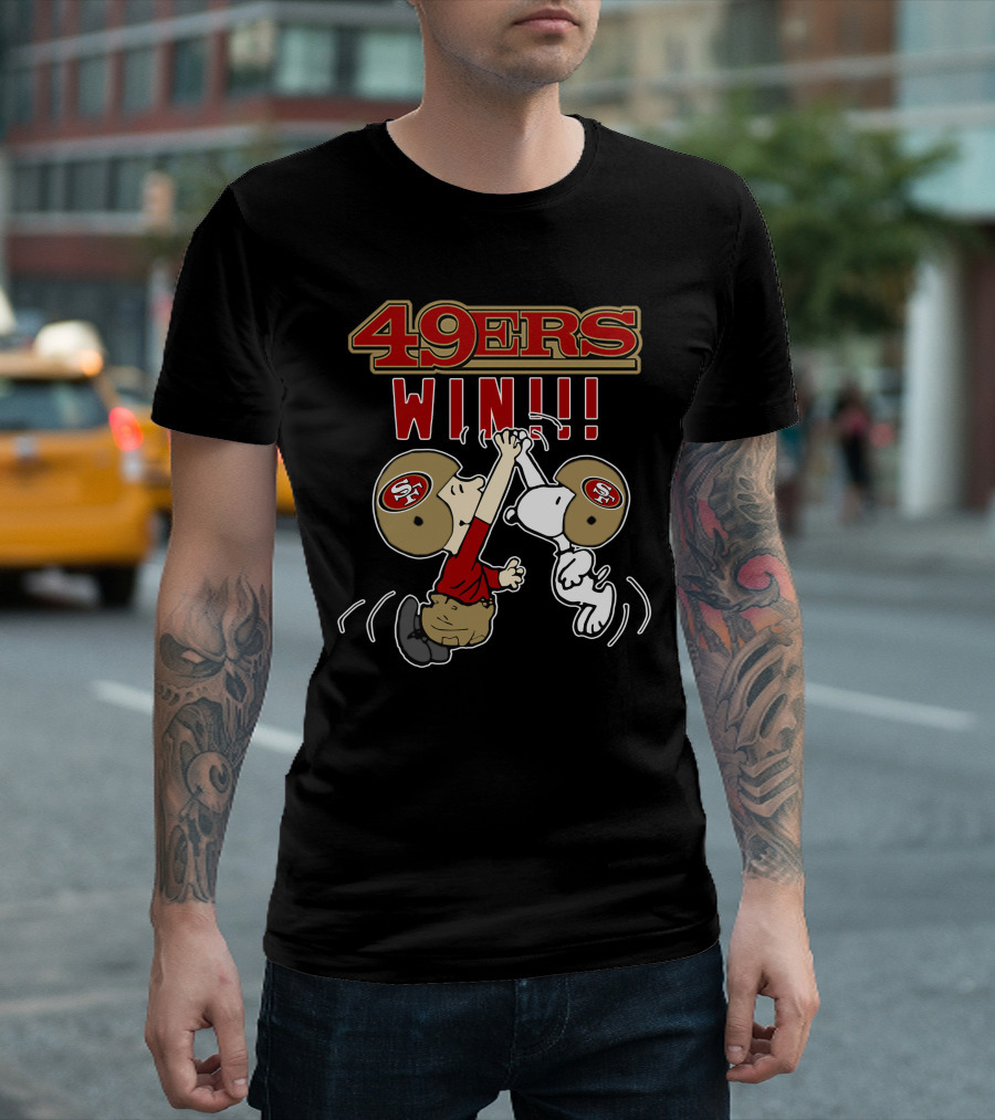 49ers Win Snoopy Peanuts Football Celebration T-Shirt