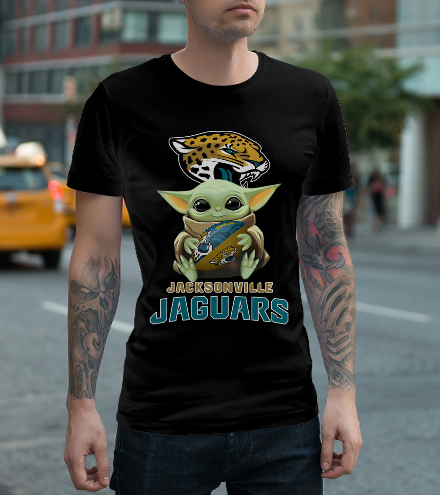 Jacksonville Jaguars Baby Yoda Holding Football With Team T-Shirt