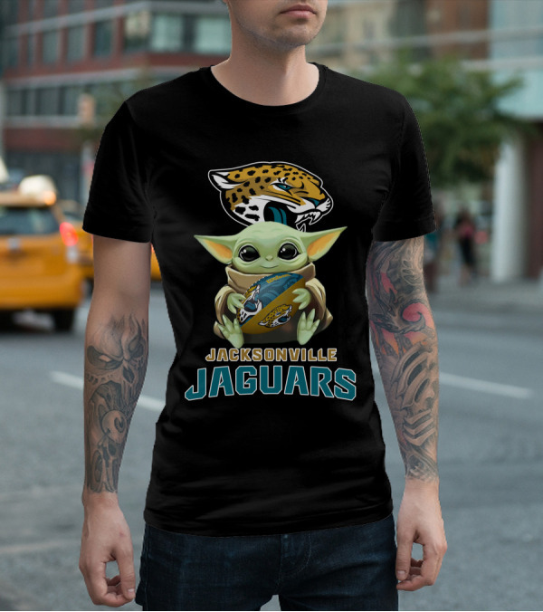 Jacksonville Jaguars Baby Yoda Holding Football With Team T-Shirt