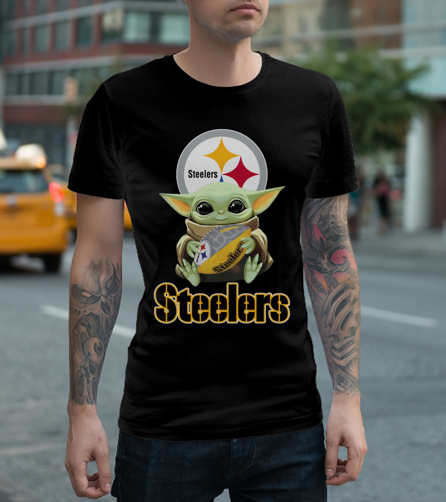 Steelers Baby Yoda Football Fan T-Shirt