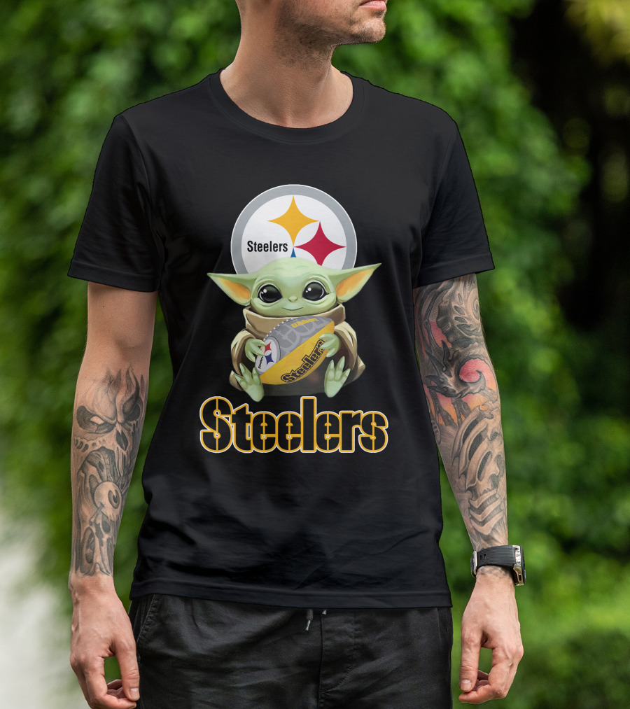 Steelers Baby Yoda Football Fan T-Shirt