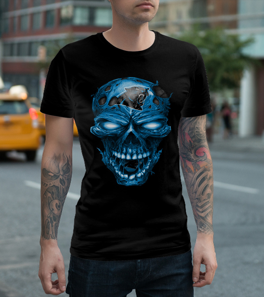 Carolina Panthers Skull Blue T-Shirt