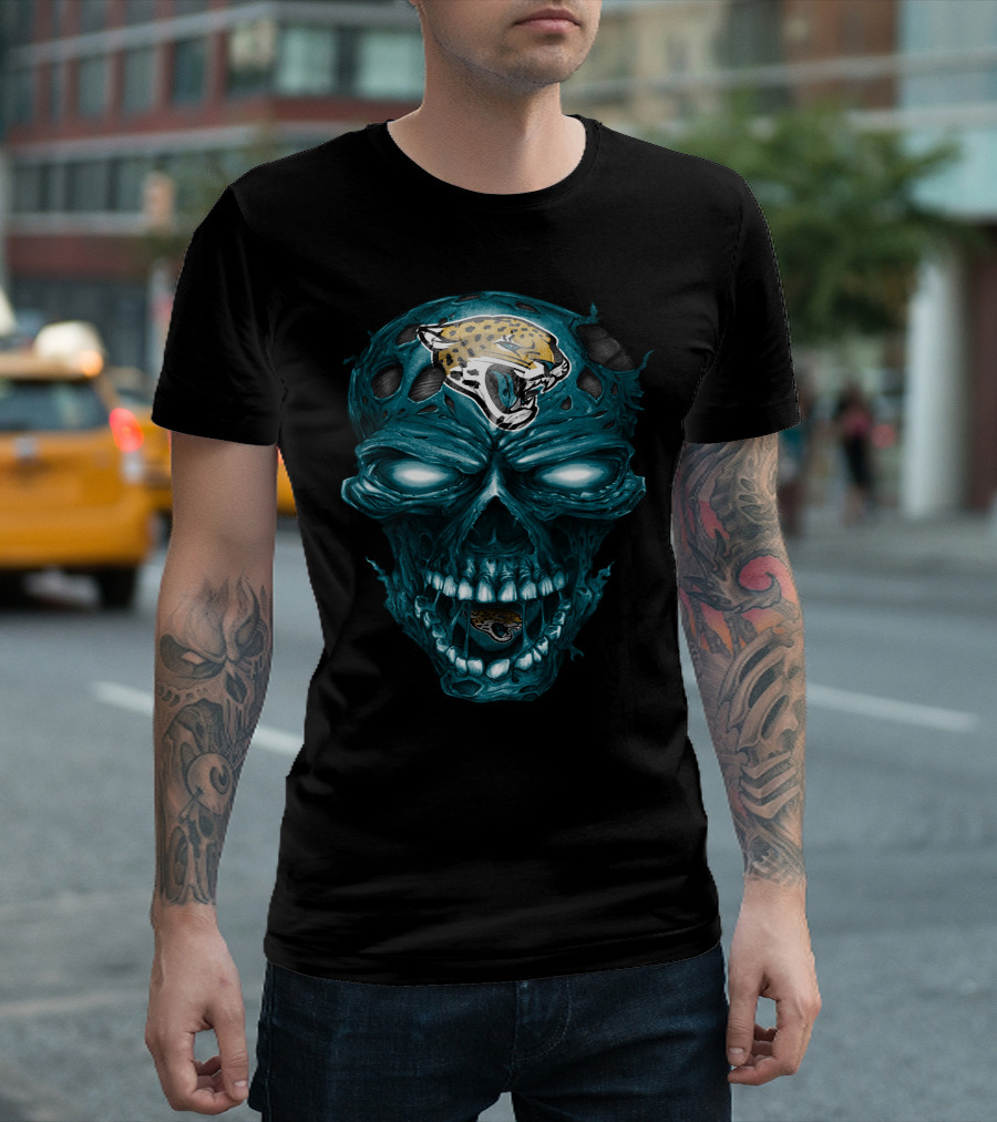 Jacksonville Jaguars Blue Skull With Team T-Shirt