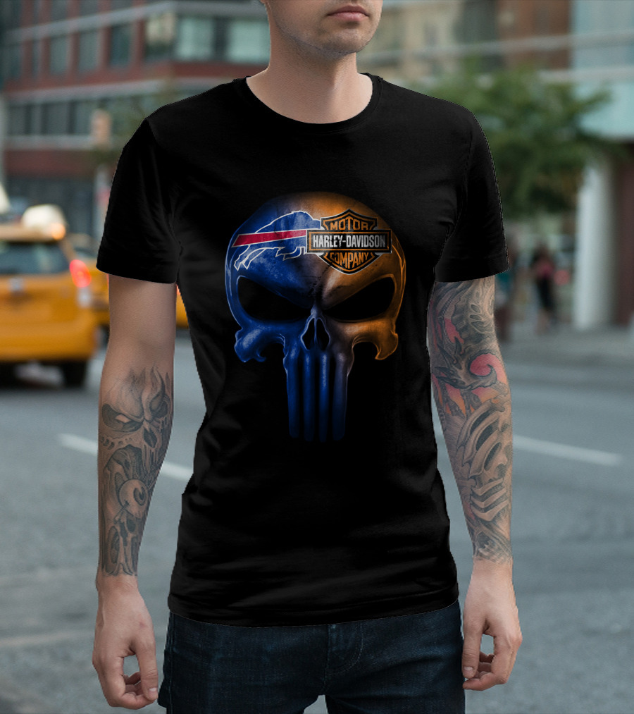 Buffalo Bills Skull Harley Davidson T-Shirt