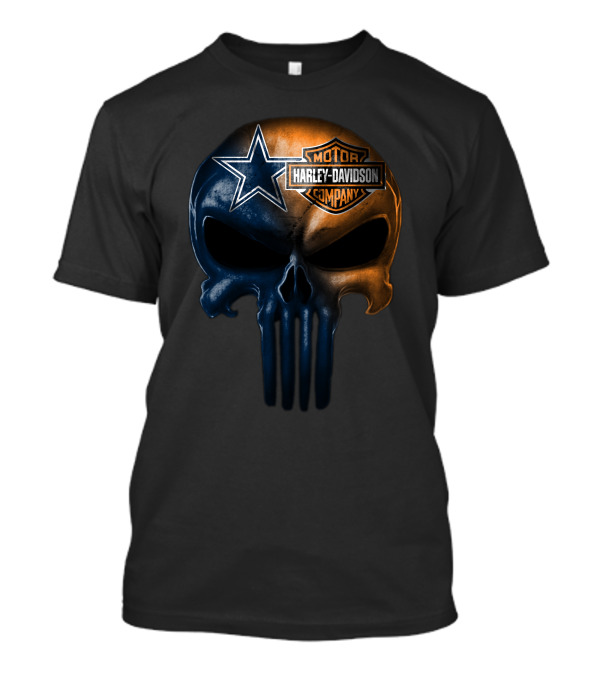 Dallas Cowboys Skull Harley Davidson Collaboration T-Shirt