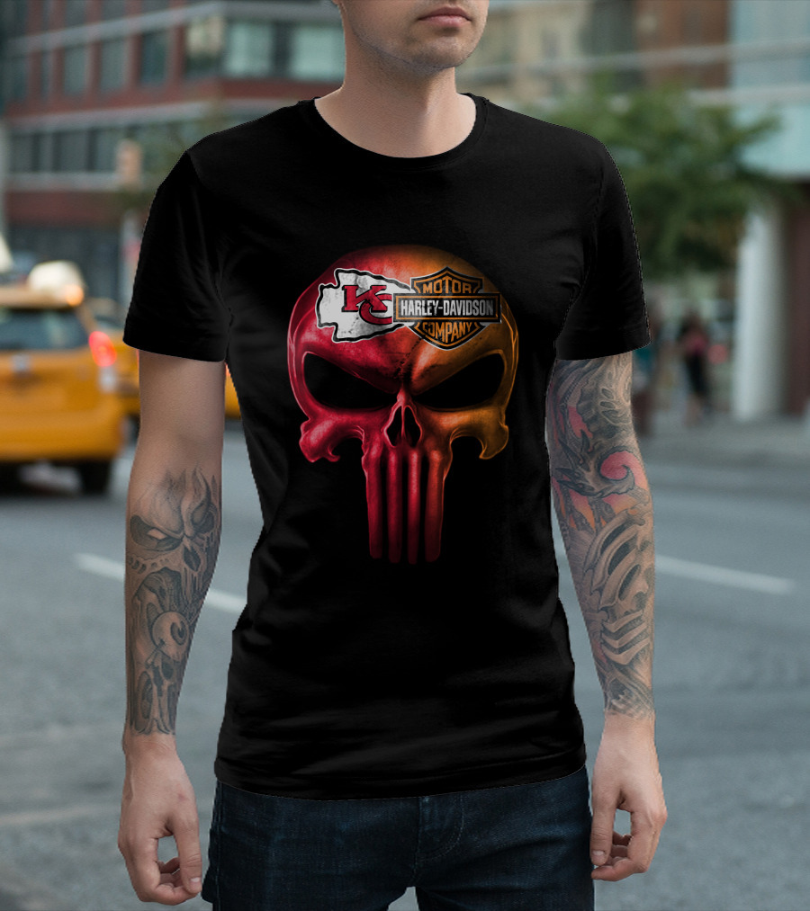 Kansas City Chiefs Skull Harley Davidson Motor Company T-Shirt