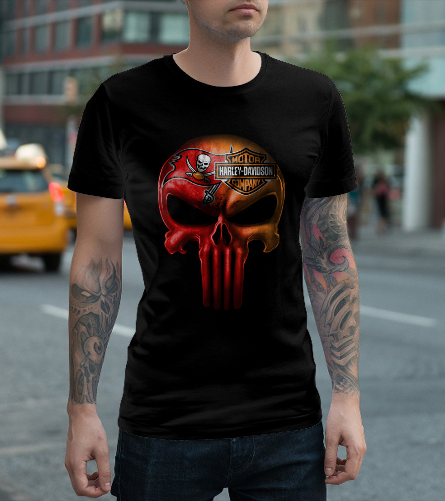 Tampa Bay Buccaneers Skull Harley Davidson T-Shirt