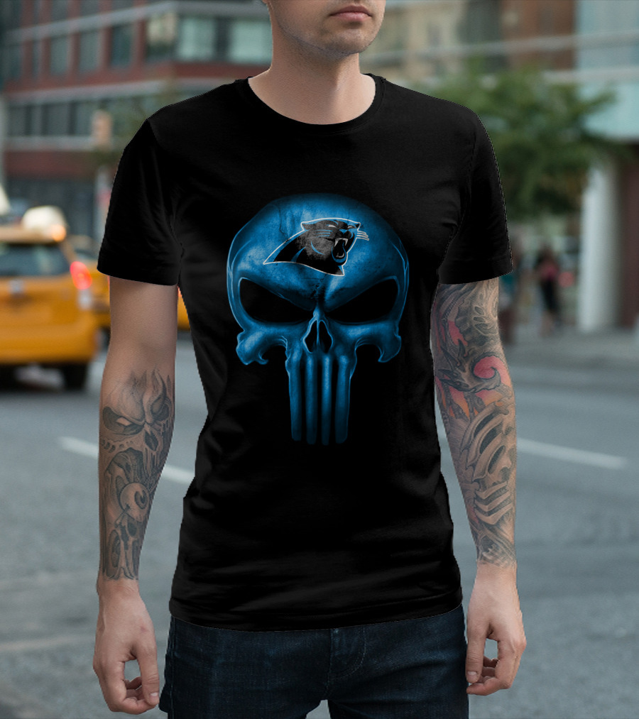 Carolina Panthers Skull Punisher Logo T-Shirt