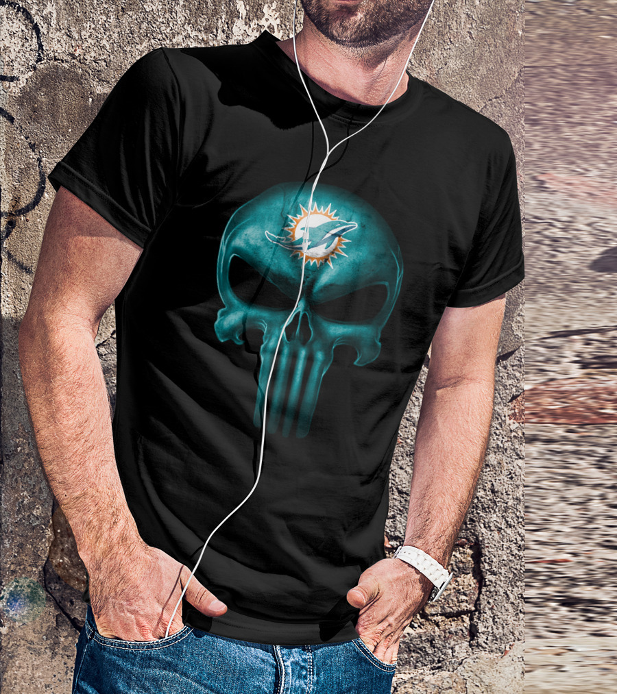 Miami Dolphins Punisher Skull Icon T-Shirt