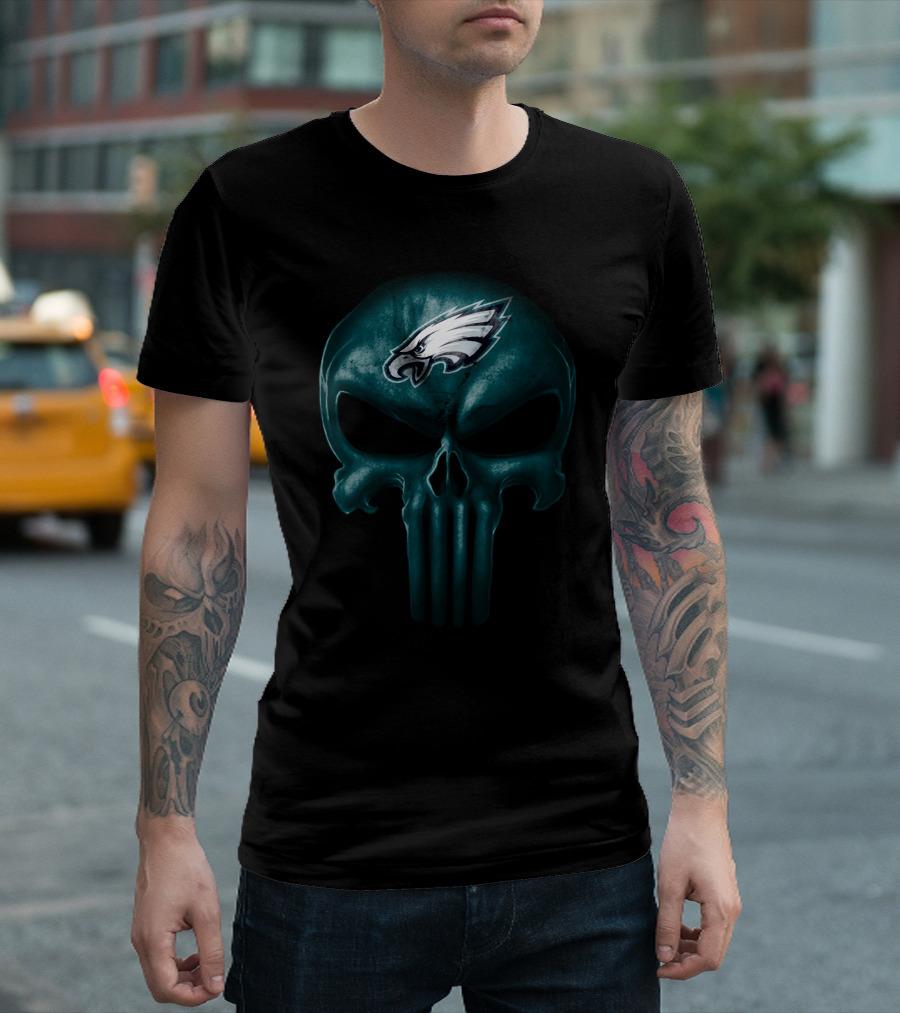 Philadelphia Eagles Skull Design With Team T-Shirt