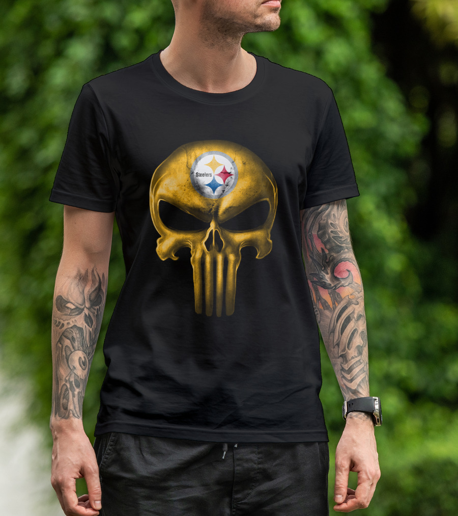 Pittsburgh Steelers Skull Emblem T-Shirt