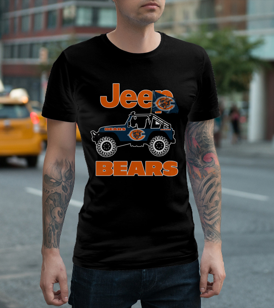 Jeep Bears Chicago Bears Logo Flag Rugged Off-Road Style T-Shirt