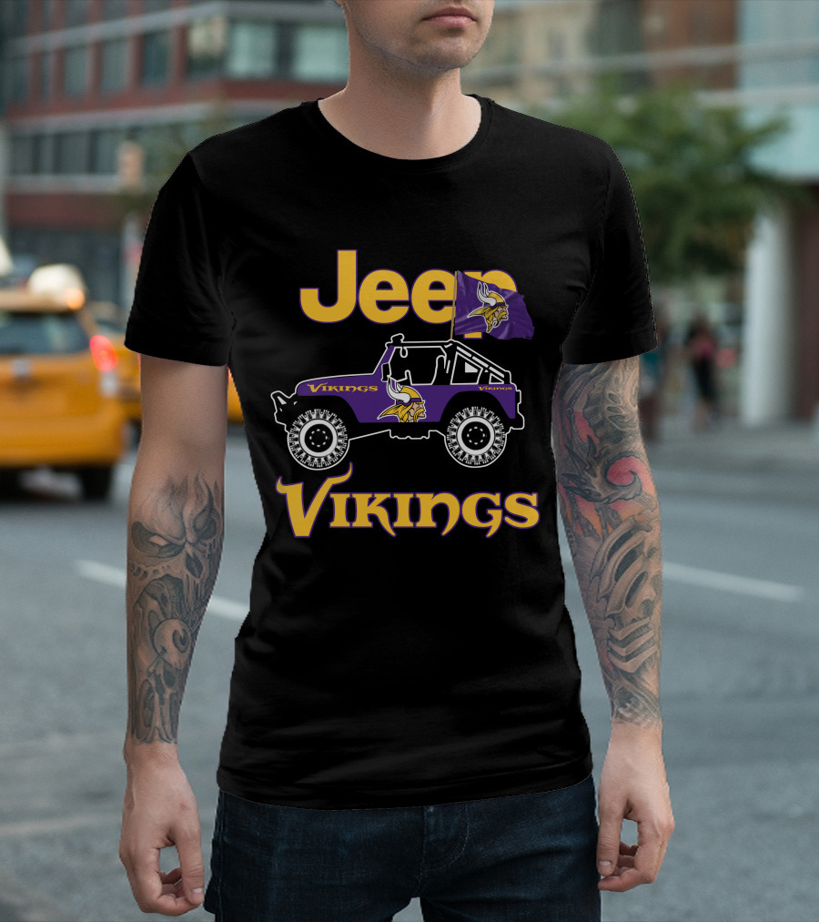 Jeep Minnesota Vikings Flag Vehicle T-Shirt