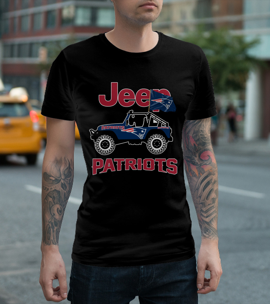 Jeep Patriots New England Patriots Flag T-Shirt
