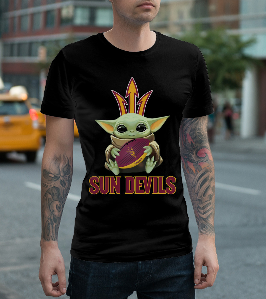 Arizona State Sun Devils Baby Yoda Football T-Shirt