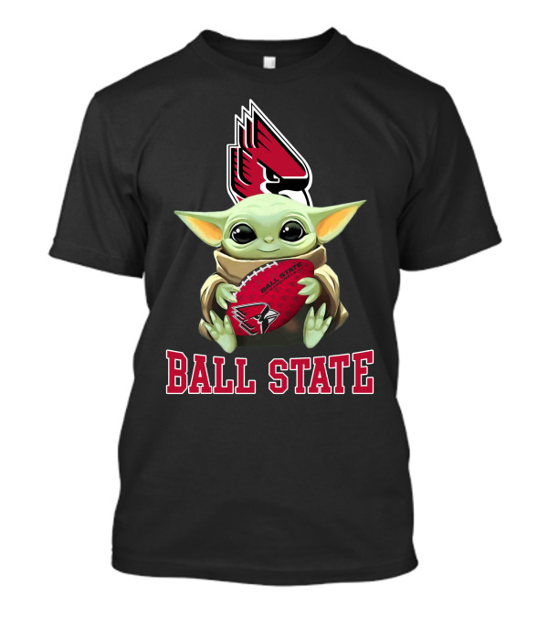 Ball State Cardinals Baby Yoda Football T-Shirt