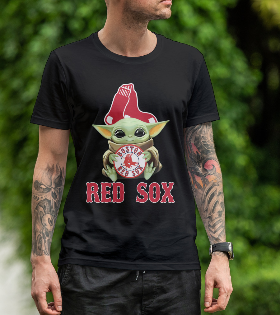 Boston Red Sox Baby Yoda With Team T-Shirt