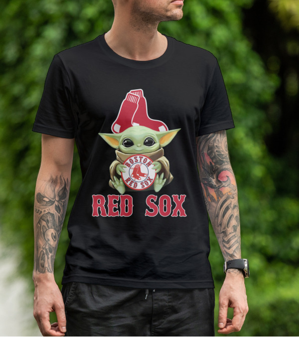 Boston Red Sox Baby Yoda With Team T-Shirt