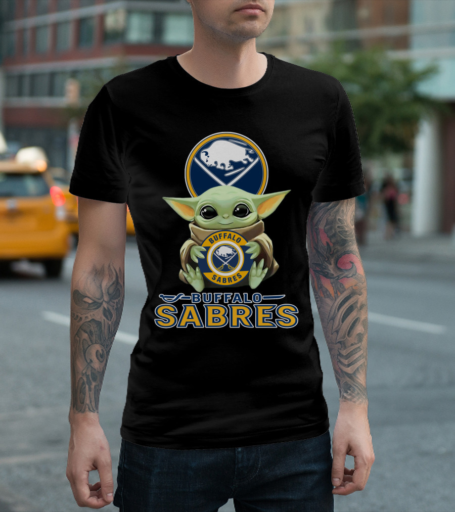 Buffalo Sabres Baby Yoda Holding Team T-Shirt