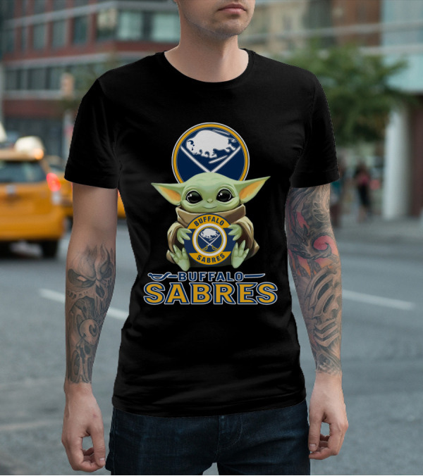 Buffalo Sabres Baby Yoda Holding Team T-Shirt