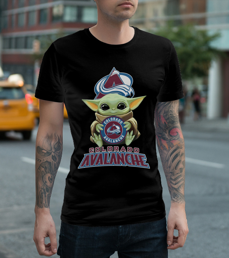 Colorado Avalanche Baby Yoda Holding T-Shirt