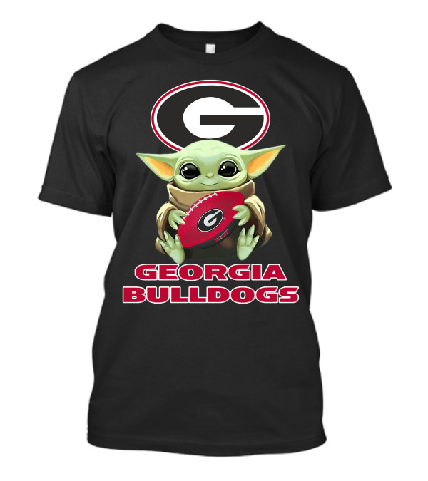 Georgia Bulldogs Baby Yoda Holding Football T-Shirt