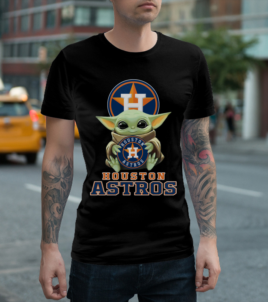 Houston Astros Baby Yoda With Team T-Shirt