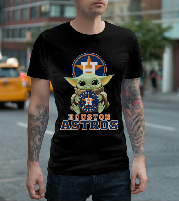 Houston Astros Baby Yoda With Team T-Shirt