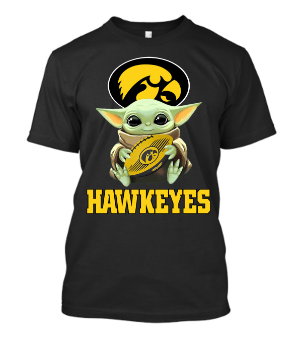 Iowa Hawkeyes Baby Yoda Football T-Shirt