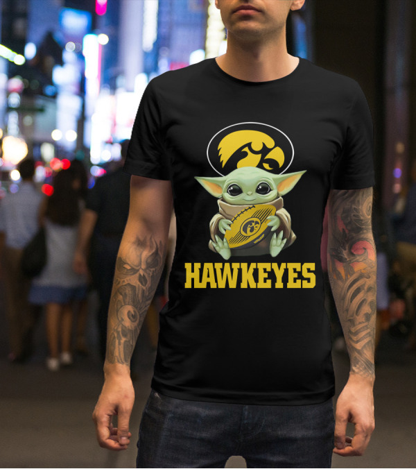 Iowa Hawkeyes Baby Yoda Football T-Shirt
