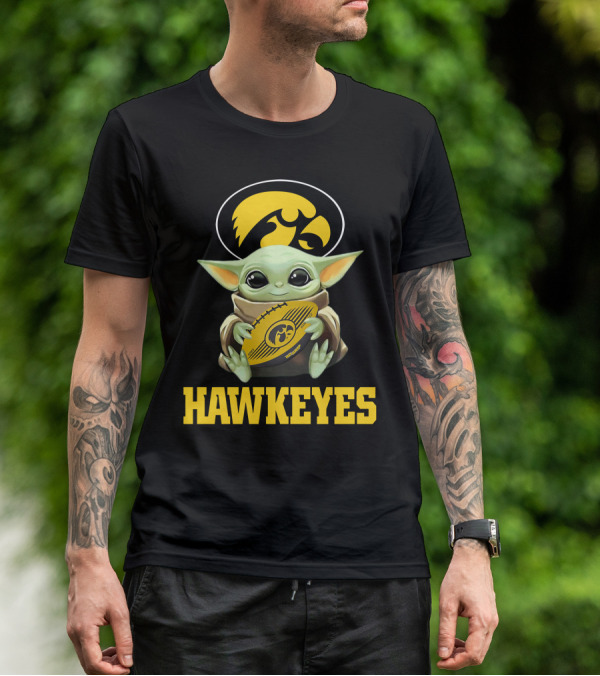 Iowa Hawkeyes Baby Yoda Football T-Shirt