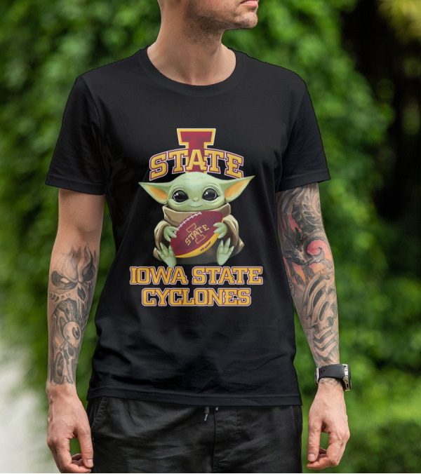Iowa State Cyclones Baby Yoda Football T-Shirt