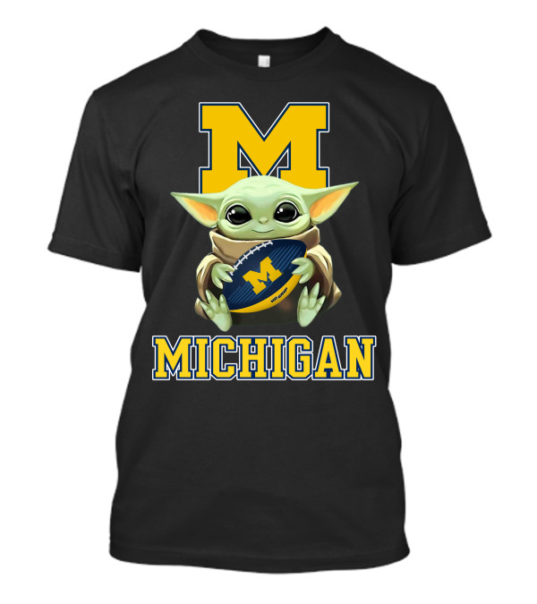 Michigan Wolverines Baby Yoda Football Fan Character M T-Shirt