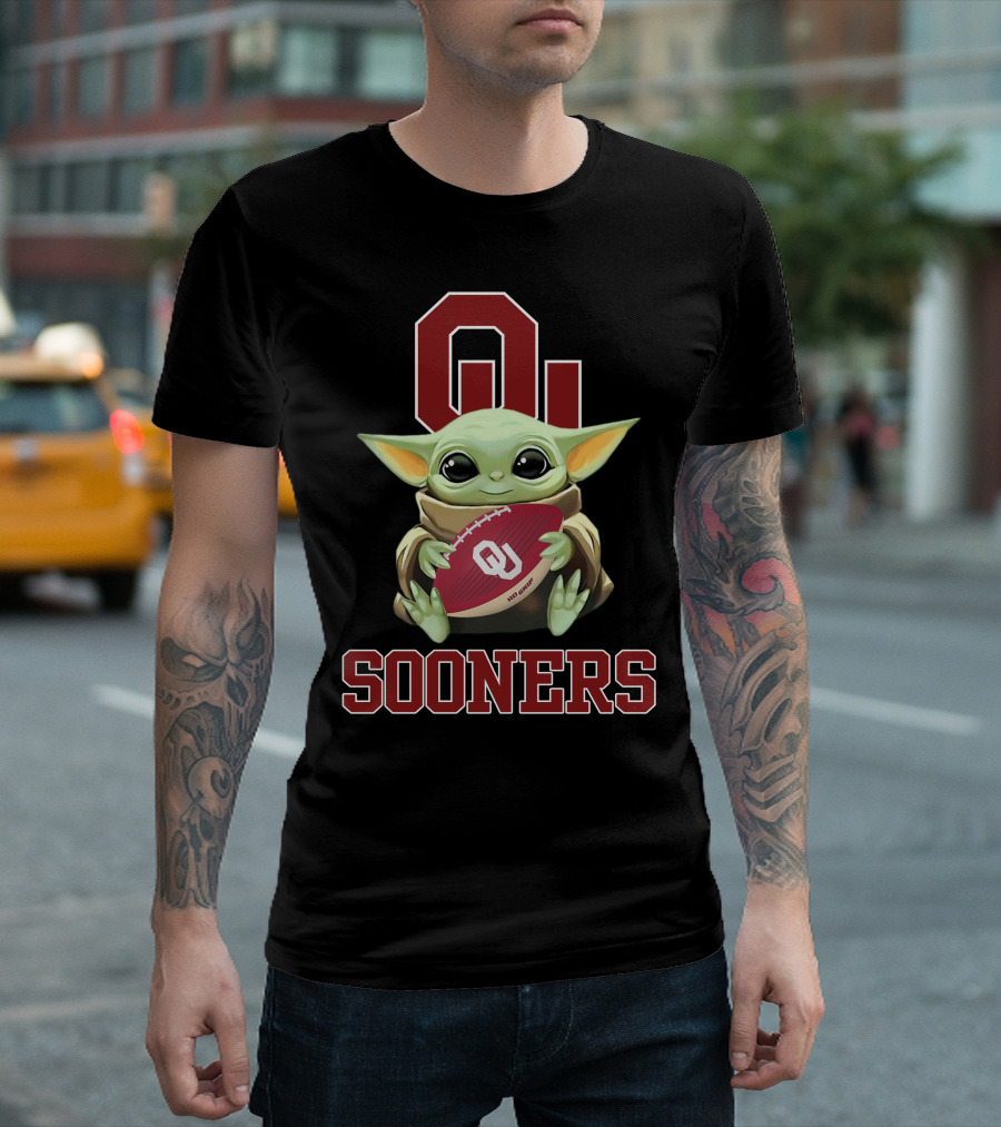Ou Sooners Baby Yoda Football T-Shirt